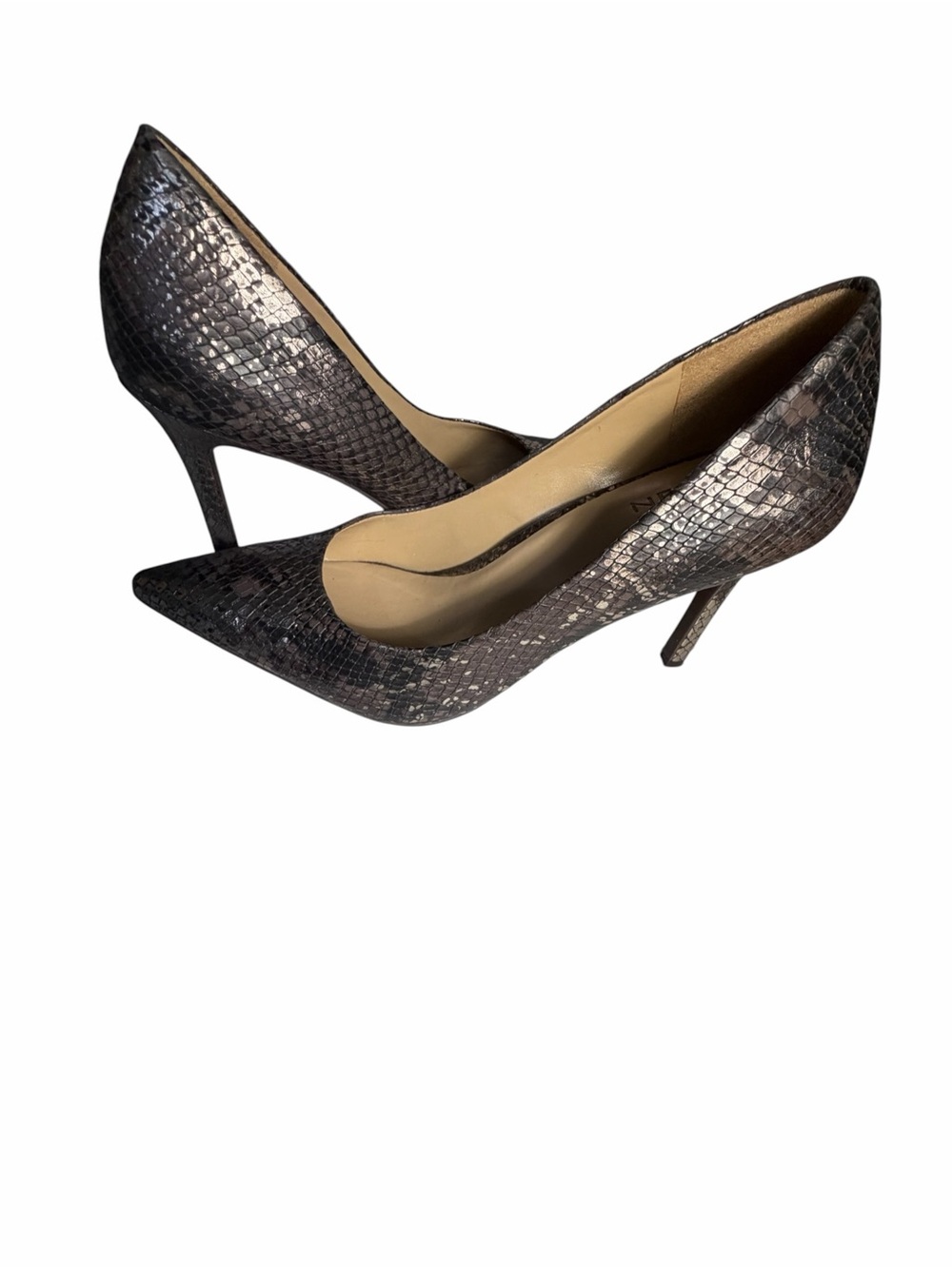 Naturalizer Anna Pointed-Toe MetallicSnake Skin Heels in Brown Rust Sz 7